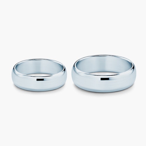 Obrączki ślubne: białe złoto, półokrągłe, 6 mm